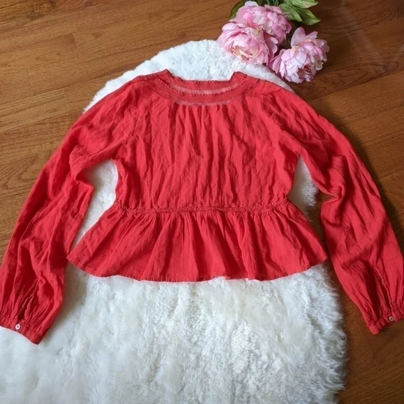 free PEOPLE oberoi red deep v neck boho blouse - Picture 8 of 11